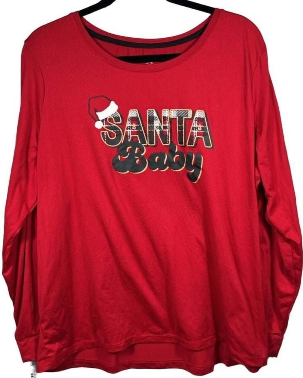 Secret Treasures Santa Baby Long Sleeve Graphic Sleep Shirt Red Size Large 12-14